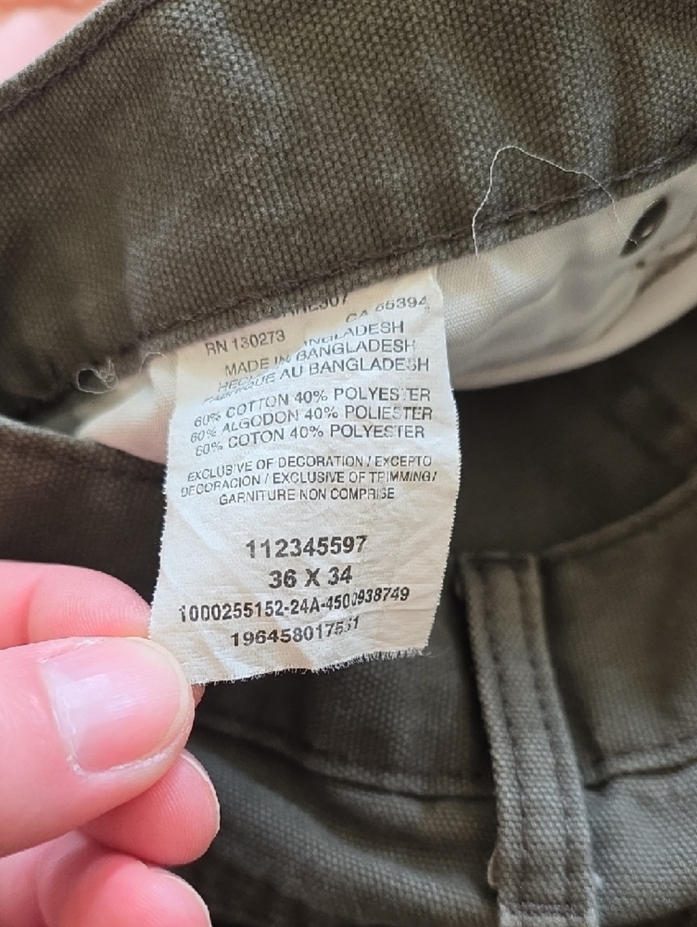 Dickies Olive Cargo Work Pants - Dark Olive - Picture 2 of 3